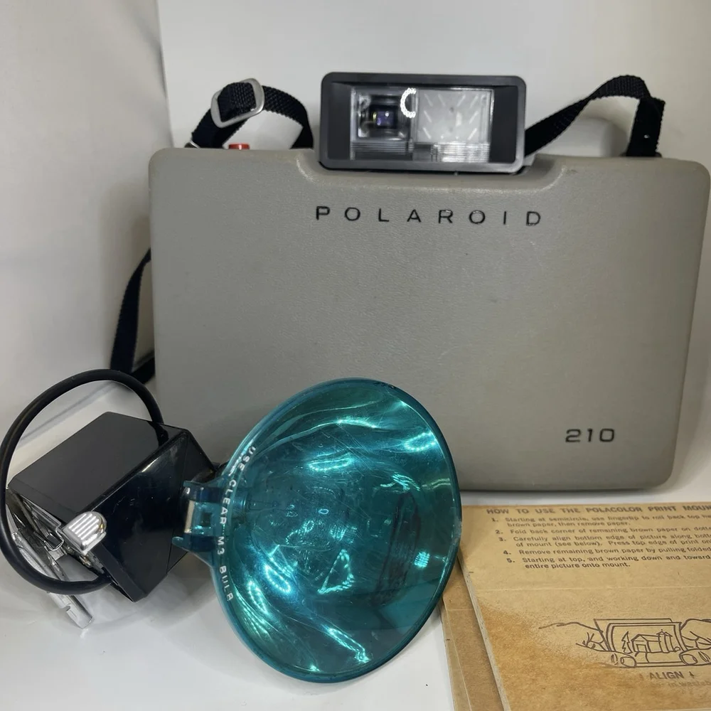 Vintage Polaroid Automatic 210 Land Camera with Case and Manual